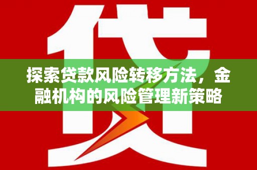 成华探索贷款风险转移方法，金融机构的风险管理新策略