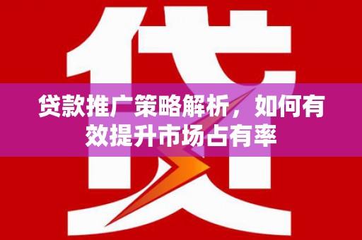 成华贷款推广策略解析，如何有效提升市场占有率