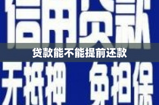 成华贷款能不能提前还款