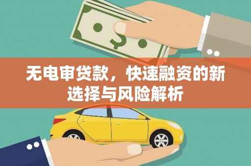 成华无电审贷款，快速融资的新选择与风险解析