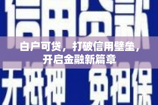 成华白户可贷，打破信用壁垒，开启金融新篇章