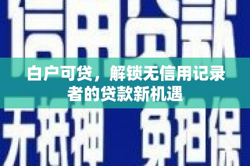 成华白户可贷，解锁无信用记录者的贷款新机遇