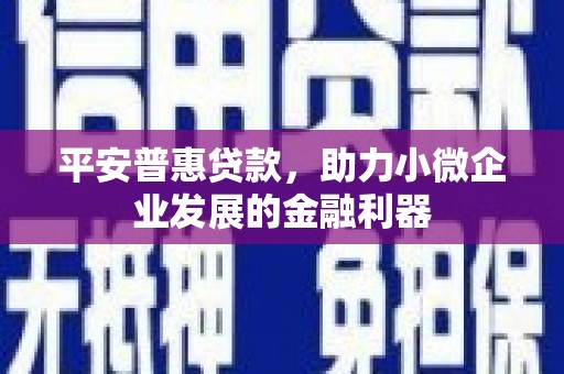 成华平安普惠贷款，助力小微企业发展的金融利器