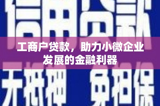 成华工商户贷款，助力小微企业发展的金融利器