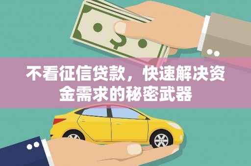 成华不看征信贷款，快速解决资金需求的秘密武器
